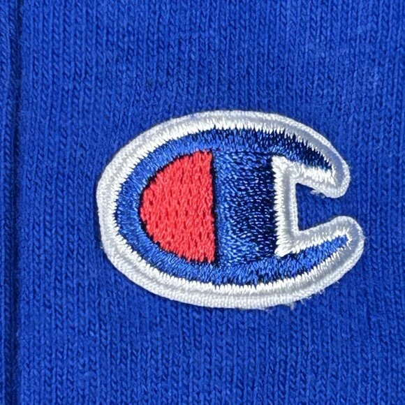 Vintage Champion Shirt Adult Large Blue Red Japanese Print Embroidered Mens Tee - Picture 8 of 12